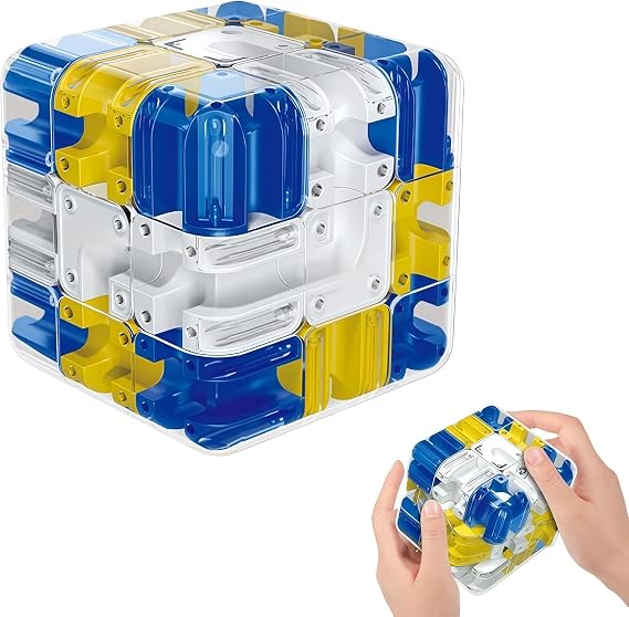 Großes Labyrinth 3D Puzzle WürfelPuzzles Maze CubeKugellabyrinth Zauberwürfel Spielzeug Logik- und Konzentrationsspielzeug für Kid & Erwachsene Lernspielzeug Geschenk (Blau 6.9 * 6.9 * 6.9cm)