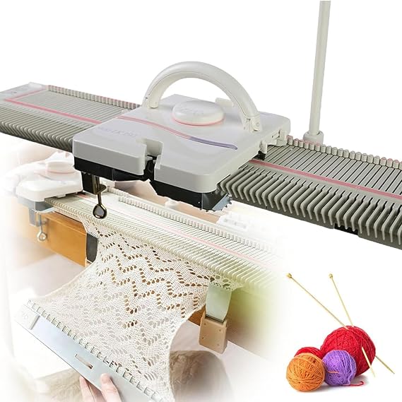 Automatic Knitting Machine, 6.5mm Mid Gauge 150 Stitches Plastic Weaving Kit with Yarn Needles, Perfect for Scarf, Hat & Sweater