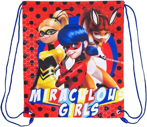Kids Children Miraculous Ladybug Gym Bag Swim Shoe PE Travel Bag 36cm x 32cm