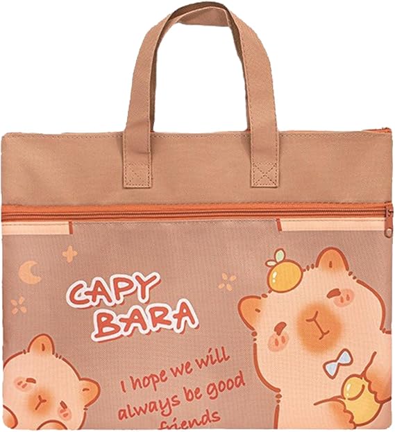 Kids A4 Document Bag Waterproof, Double Zip School Organiser - Cute Nylon Mesh File Pouch for Students, Travel & Office Supplies