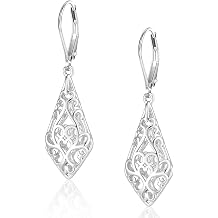 ASH'S CHOICE 925 Sterling Silver Dangle Earrings for Women, Hypoallergenic Lightweight 14K Goldplated Hollow Filigree Ball Teardrop Dangling Drop Leverback Earrings for Women Trendy Jewelry Gifts