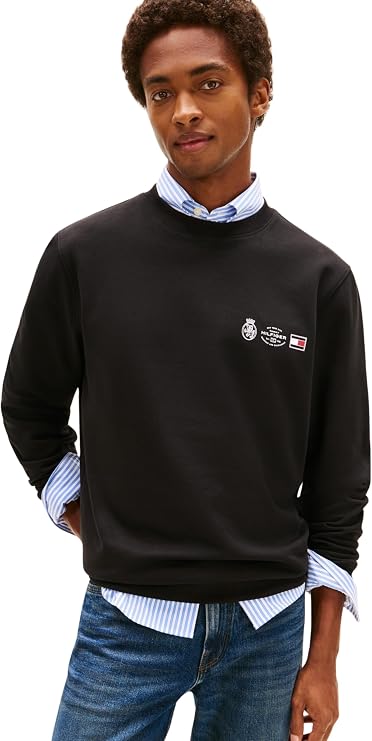 Tommy Hilfiger Men's Small Crest Outline Crew Neck Mw0mw40863 Pullover Sweatshirt (pack of 1)