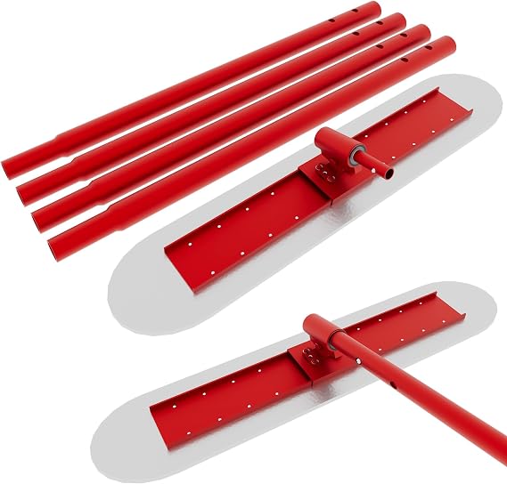 Bull Float Tool Kit, 48’’x8’’ Stainless Steel Concrete Float with 4x48’’ Combinable Handles, Concrete Bull Float, Cement Tool for Concrete Finishing