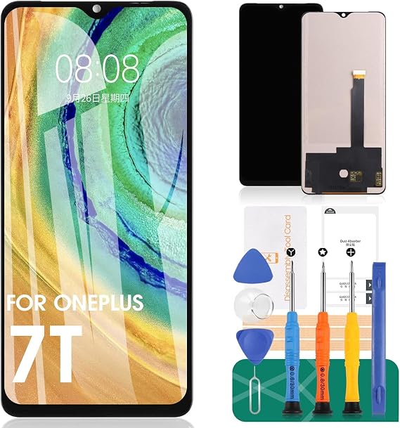 SRJTEK TFT For Oneplus 7T LCD Screen Replacement 1+7T Display 7T HD1907 HD1905 HD1900 HD1903 6.55" LCD Display Touch Digitizer Assembly Full Glass Repair Parts Kit(Black,Not Original)