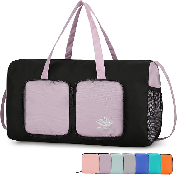 Packable Mini Gym Duffle Bag 20L, Ultralight Nylon Sports Holdall Bag Women Girls, Small Weekend Overnight Travel Bag Foldable