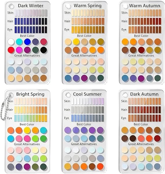 Color Analysis Kit Cards 6-Piece Acrylic Seasonal Matching Palette
