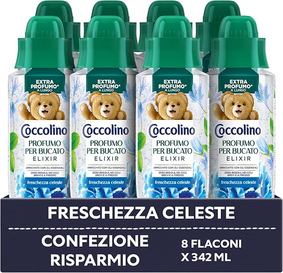 Coccolino Elixir Freschezza Celeste Çamaşır Parfümü, 8 x 342 ml (Toplam 2736 ml)