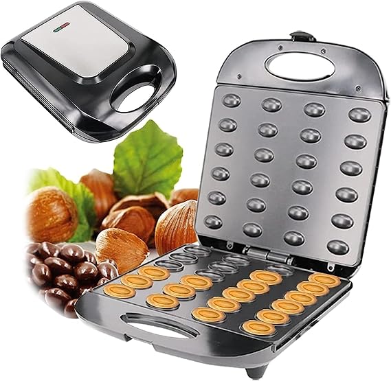 24 Walnut Cookie Maker, 1400W Electric Nut Walnut Cake Maker with Non Stick Coating and Indicator Light, Support Double Sided Heating, Homemade Dried Fruit Maker for Home Kitchen Use