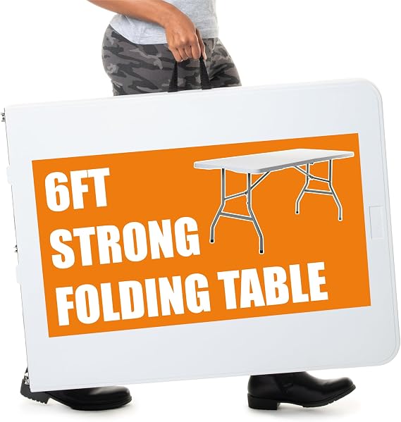 Bishop 6ft Heavy Duty Folding Table - White (Holds upto 250kg)