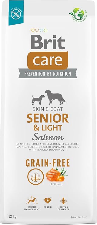 Brit Care Senior & Light, Kilo Kontrolü Ve Deri - Tüy Hassasiyeti Olan Yaşlı Köpekler İçin, Tahılsız, Somon Balıklı Kuru Mama, 12 kg
