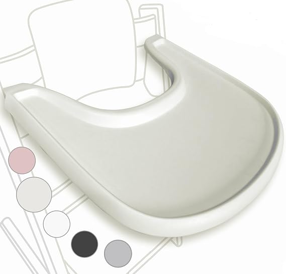 High Chair Table Compatible with Stokke Tripp Trapp Chair, NO Suction Plate Feature, Ergonomic Curved Design, Matte Milky - BPA Free, Easy to Assemble