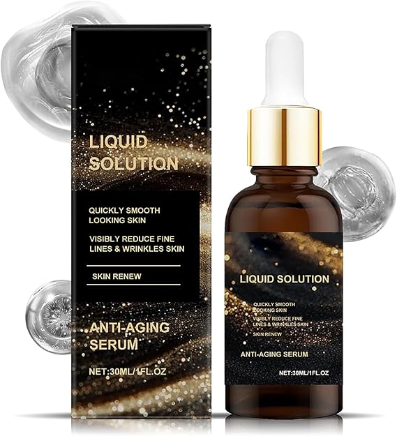 Liquid Solution Anti Aging Serum, Antiaging Face Serum, Vitamin C & E Liquid Solution for Wrinkles, Intensely Firms Skin, Smoothes Wrinkles and Fine Lines (1Pcs)