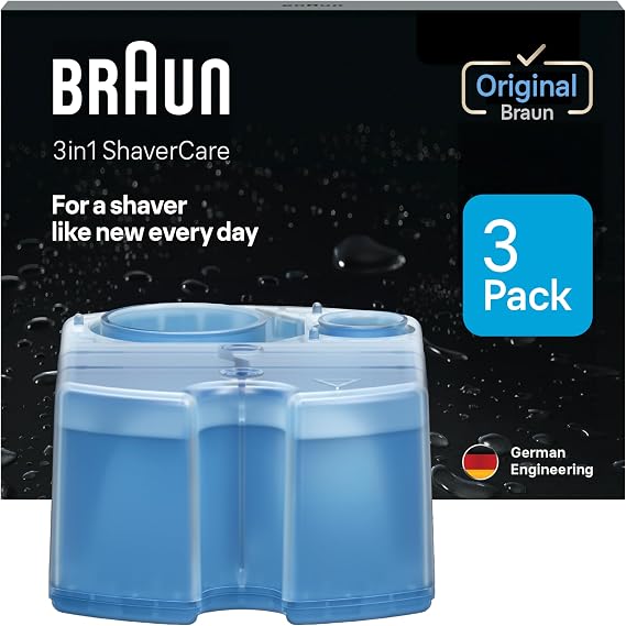 Braun Clean and Renew Refill Replacement Cartridges for Electric Shaver, 3 Pack