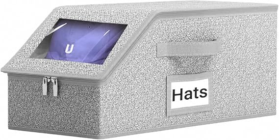 BINBE Baseball Cap Storage Stackable Hat Storage with Lid Grey