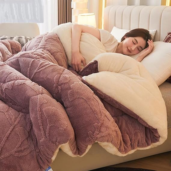 Winter Quilt,Breathable Warm Bed Comforter, Heavy Blankets for Winter Double Bed, Bedding Fleece Blanket for Home Bedroom 180x200cm 3.5kg