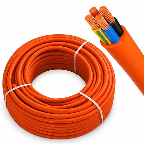 TTR Kablo 4x2,5%100 Bakır 20 Metre Turuncu Trifaze Sanayi Tipi Dayanıklı Elektrik Kablosu