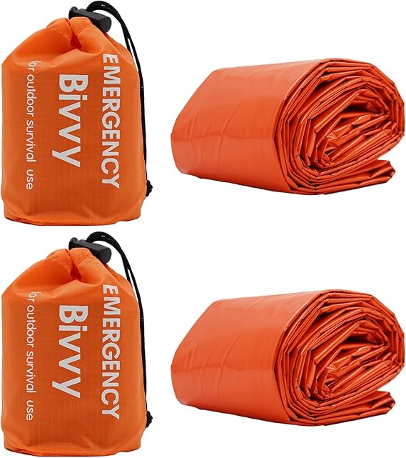 2 PCS Emergency Sleeping Bag,Bivvy Bag,Survival Sleeping Bag,Camping Bivy Sacks,Emergency Blankets,Survival Sleeping Bag for Camping and Outdoor Hiking