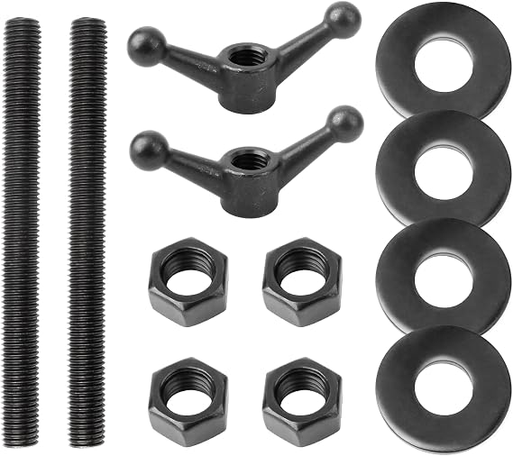 Moxon Vise Hardware Kit, Bench Vice Screw Kit includes 8" threaded rod, cast knobs, nuts, washers and woodworking bench tool accessories