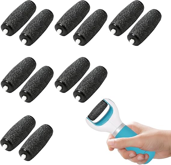 12 Pcs Extra Coarse Refill Rollers Foot File Replacement Rollers for Scholl Velvet Smooth,Pedi Electric Replacement Heads for Pedicure Hard Skin Remover (Black)