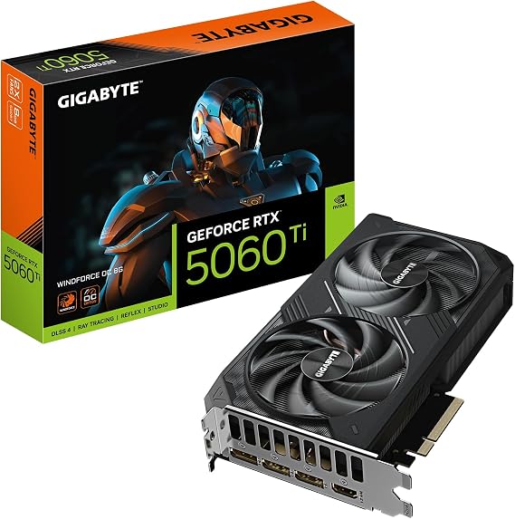 Gigabyte GeForce RTX 5060 Ti WINDFORCE OC 8G Graphics Card - 8GB GDDR7 128Bit PCI-E 5.0 2587MHz Core Frequency 3x DisplayPort 1x HDMI GV-N506TWF2OC-8GD