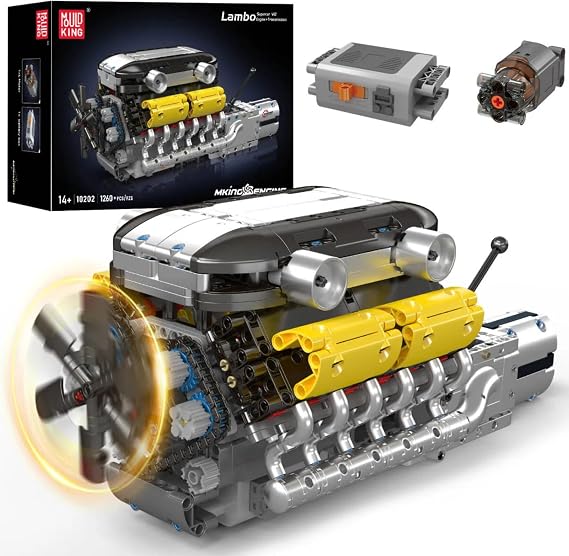 Mould King 10202 V12 Engine Building Blocks Sets, MOC Engineering Model Kit