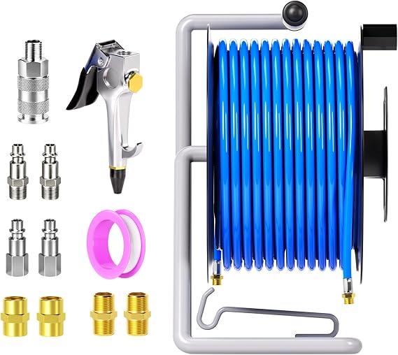TAILONZ 3/8" x 20M Retractable Air Hose Reel with 1/4" BSP Fittings