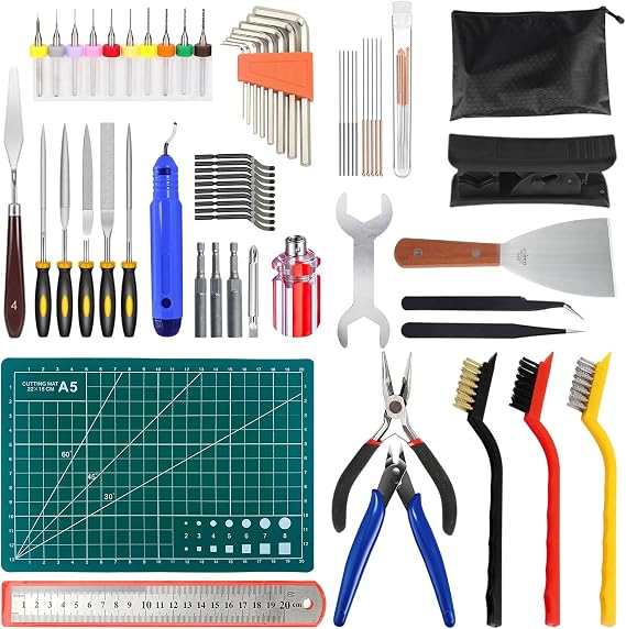 75 Pcs 3D Printer Tool Kit, 20 types 3D Printer Accessories Includes Deburring Tool, Removal Tools, Tweezers, Drill Bits, Storage Bag, 3D Printing Tool Kit for Finishing, 3D Print Removing, Cleaning