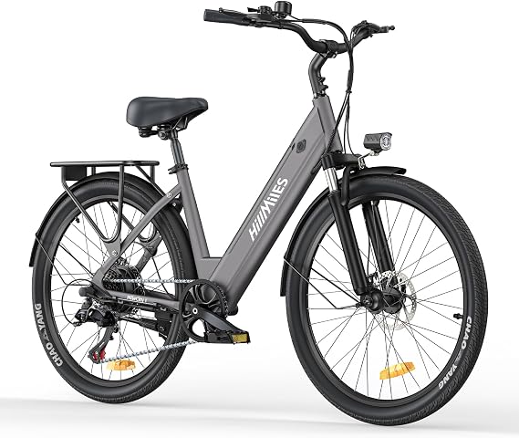 HillMiles MileCity1 26 E-Bike für Erwachsene 7 Gang Elektrofahrrad mit Austauschbarem 36V 13Ah Akku 25 km/h und 80–100km Reichweite E-Bike für Städtische Pendler IP65 Wasserdicht