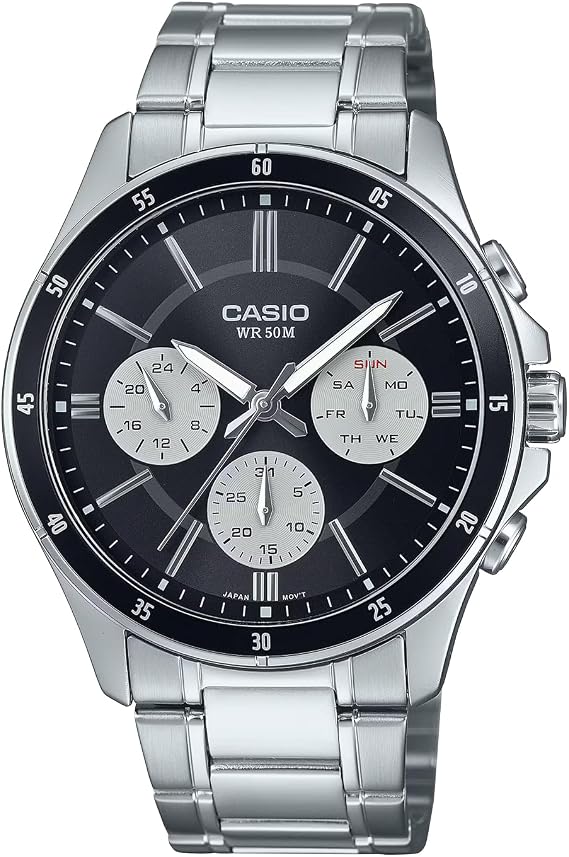 Casio MTP-1374D-1A3V Standard Quartz Men's Wristwatch, Multi-Axis, 24-Hour Display, Black, Overseas Model