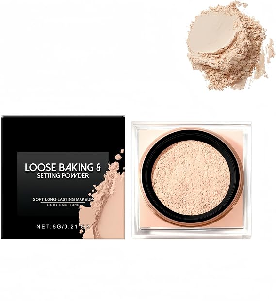 Translucent Baking Powder for Oil Control & Blurring Finish,Soft Focus Matte Finish Long Lasting for All Skin Types,Universal Shade Powder for Flawless Face Makeup,6g(Light Skin Tone)