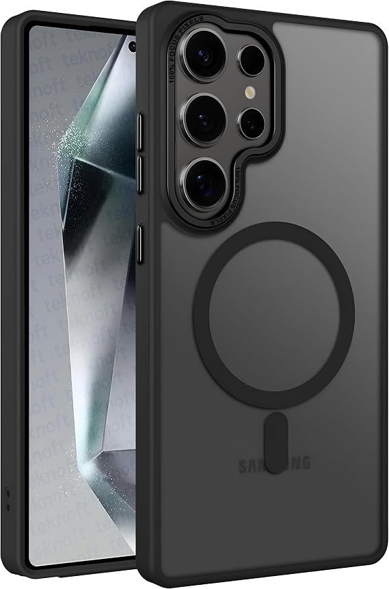 Teknoft Samsung Galaxy S24 Ultra için Symple Serisi Magsafe ile Uyumlu Metal Alaşım Lens Çerçeveli ve Metal Tuş Takımlı Ultra Güçlü Darbeye Dayanıklı Yumuşak Silikon Mat Kılıf