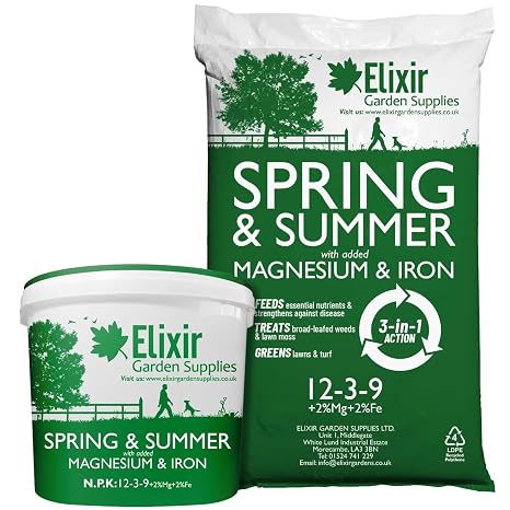 Elixir Gardens 12-3-9 Spring & Summer Compound Lawn Fertiliser 1kg Bag