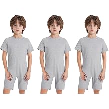 3 Pack Special Needs Adaptive Clothing for Children Boys Short Sleeve Anti-Strip Romper Zip Back Jumpsuit Bodysuit