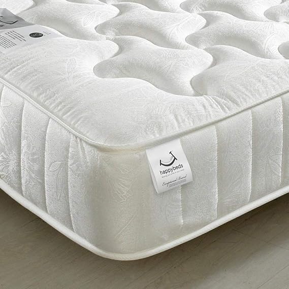 Happy Beds Neptune Semi Orthopaedic Spring Mattress Damask Fabric Bedroom 6' Super King Size 180 x 200 cm