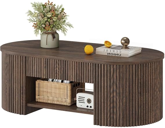 FATORRI Oval Coffee Table (Dark Walnut)