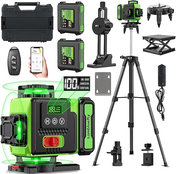 Laser Level with Tripod, 4x360° Laser Levels Self Leveling, 16 Lines, APP