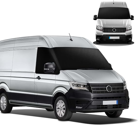 For VW Crafter Car Windscreen Cover, 600D Waterproof Sun Protection Windscreen Thermal Mats, Blackout Anti-UV/Frost/Ice/Dust Wrap Cover for VW Crafter 2018-2023