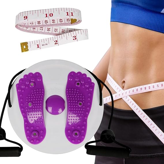 Ab Twist Bel Disk Kurulu, 1 ADET Yükseltilmiş Ayarlanabilir Bel Eğitmeni Büküm Diski Kolları ve 1 ADET Deri Mezura Çok fonksiyonlu Ev Fitness Ayak Masajı