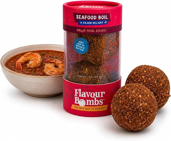 Flavour Bombs Cajun Seafood Boil Sauce Base - 2 Pack - Garlic Butter | Makes 4 Portions of Cajun Garlic Butter Seafood Boil Sauce, 25+ Herbs & Spices, Great Taste 2026 Winner