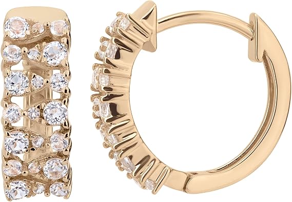 クラシック レディース ガールズ 14k イエローゴールド 本物の宝石 フープ イヤリング 誕生石 ジュエリー ギフト 彼女への誕生日|結婚式|記念日