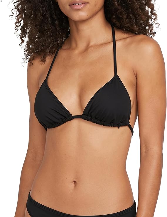 Volcom レディース トライビキニトップ – 調節可能なホルターと取り外し可能なカップ付きの持続可能なスライドトライスイムトップ, ブラック, X-Small
