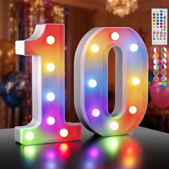 Ledido 35 Colours LED Number Lamp Illuminated Numbers 10