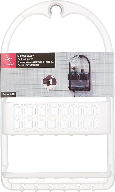 Primanova M-N48-16 Ceres Plastic Bathroom Shower Rack, Transparent