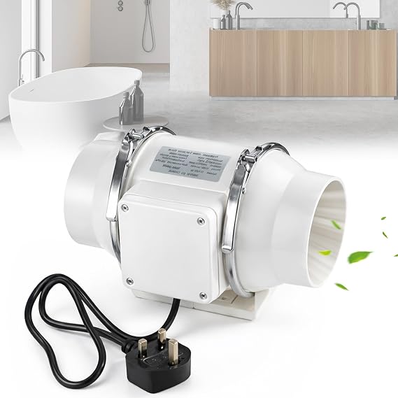 4 inch Inline Extractor Fan: 220m³/h 40W 100mm Quiet Duct Fan