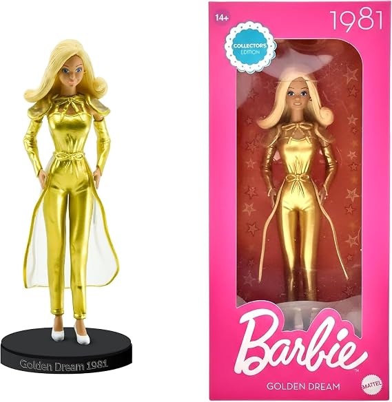 Golden Dream Barbie Collectible Doll (1981) – Vintage Barbie Dolls for Barbie Collector Dolls Fans, Rare Limited Edition Barbie with Stand - 6 Inches Tall