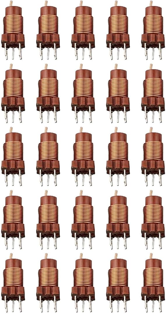 Besttoolifes Adjustable High-Frequency Ferrite Core Inductor 20pcs Set, 12 Turn Copper Wire Coil with Plastic Base, 0.6uH to 1.7uH Variable Inductance, in