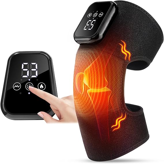 Knee Massager, Heated Knee Support with Massage, Knee Massager Heat and Vibration for Arthritis, Cordless Heating Massager Wrap with Infrared for Elbow/Shoulder Relax, Joint Stiff/Muscle Strain