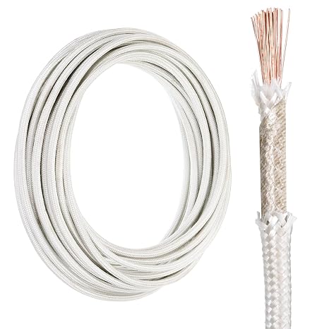 High Temperature Wire, 10Ft 15AWG -60~500 Degrees Celsius, Mica Glass Fiber Heat Resistant Wire Insulated Electrical Flexible Cable for Lamp Boiler Heater, Used in High-temperature Environments