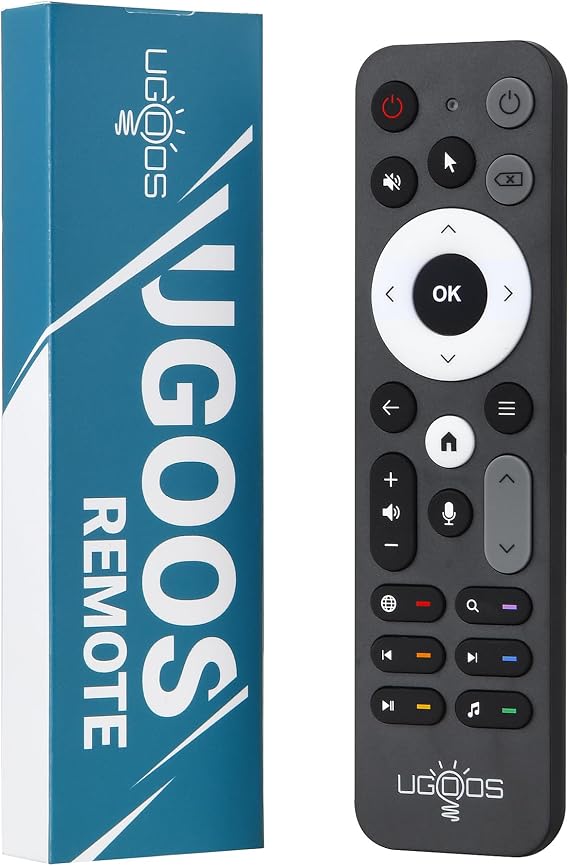 Ugoos BT Remote Control UR02 Remote InfraRed and Bluetooth Connection, For Ugoos TV Box, Built-in Microphone for voice search, Gyro Sensing, Compatible with AM6B Plus/SK1/X5m PRO/AM9 PRO TV Box