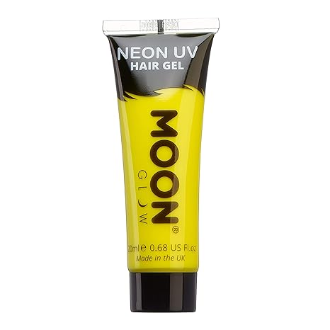 Moon Glow - Neon UV Hair Gel - 20ml Intense Yellow – Temporary wash out hair colour - Spike and glow!